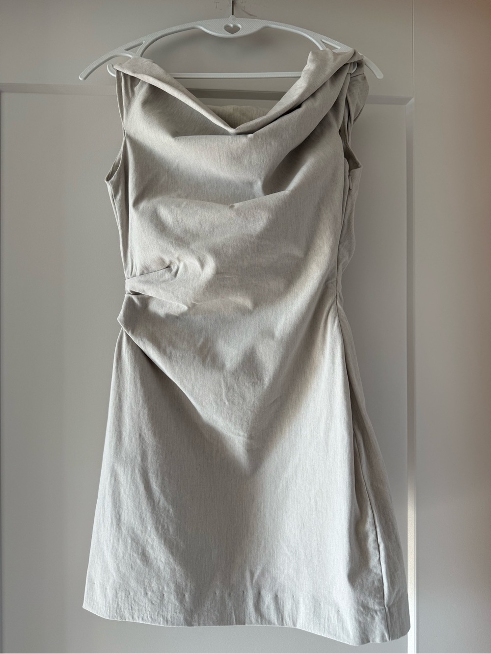 Mango Light Gray Sleeveless Cowl-Neck Mini Dress